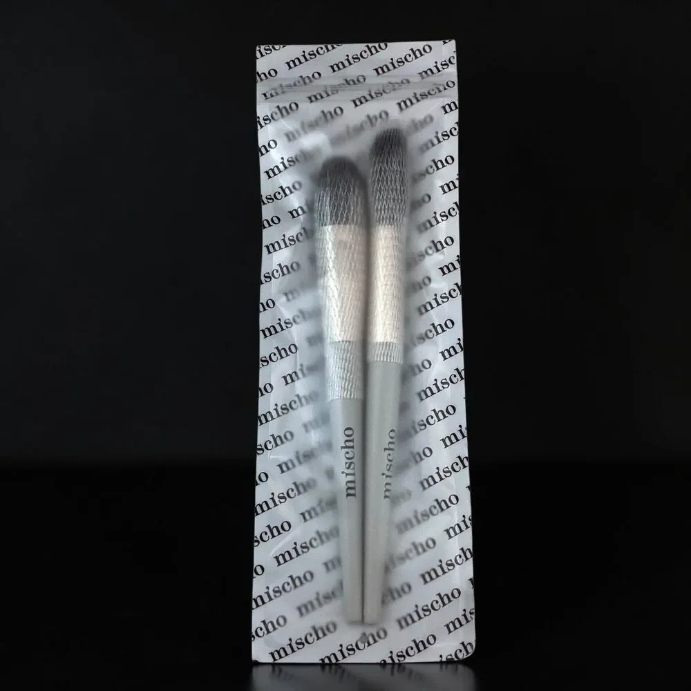 Mischo Beauty Blush Brush Set Grey Cream Liquid Powder 2pc NEW M101 M102